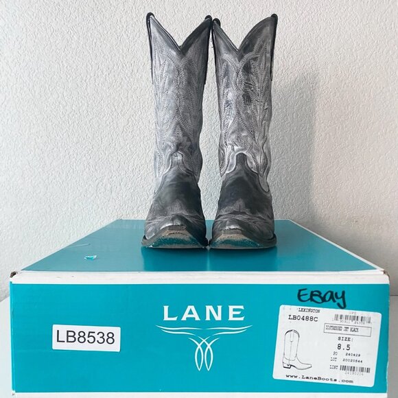 Lane LEXINGTON Womens Cowboy Boots 8.5 Black Western Cowgirl Tall Pointed Toe - Picture 10 of 11